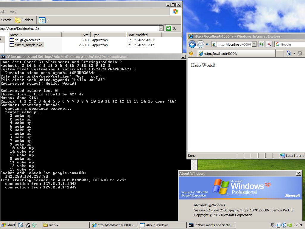 sample program running on Windows XP